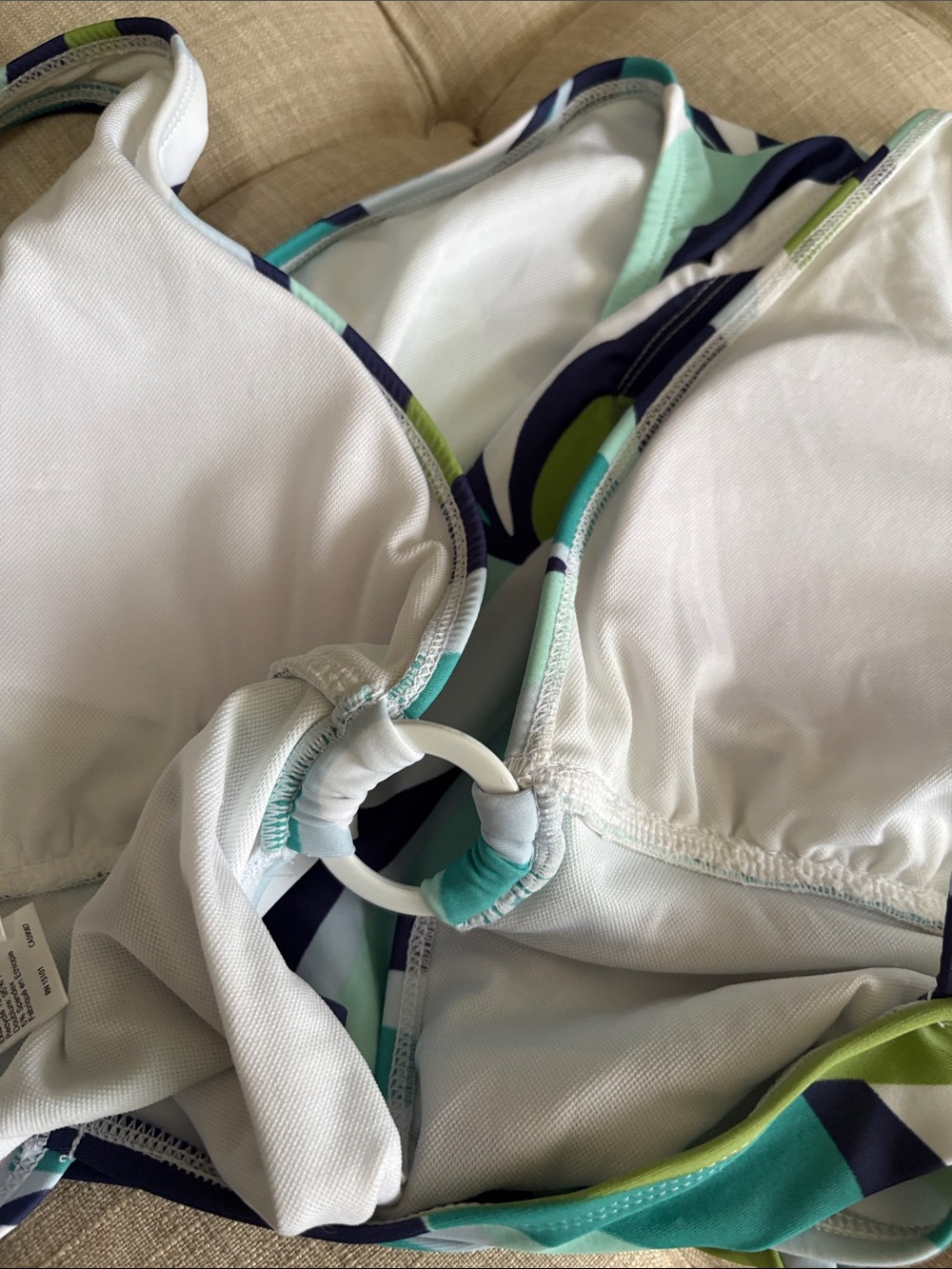 Sanctuary Teal Navy White and Lime Wave-Print One-Piece Swimsuit - Picture 5 of 6